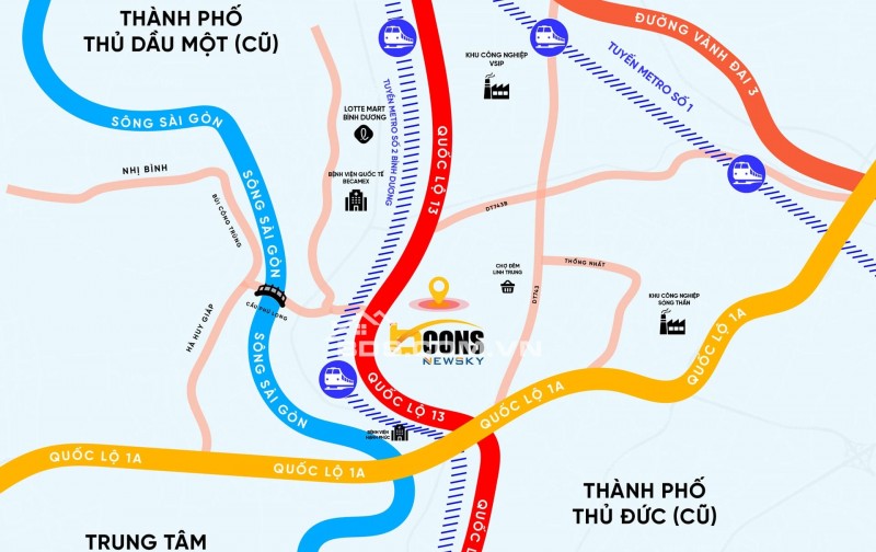 Căn hộ Bcons Newsky 55m2 thiết kế 2PN2WC giá trực tiếp từ CĐT